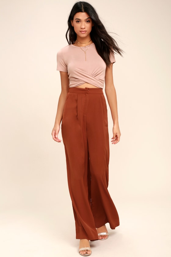 Chic Rust Red Pants - Wide-Leg Pants - High-Waisted Pants - $44.00 - Lulus