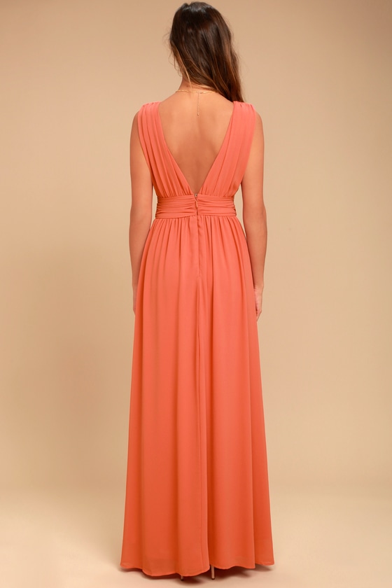 Rusty Rose Gown - Maxi Dress - Sleeveless Maxi Dress - $84.00