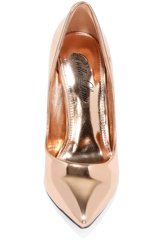 pointed toe gold pumps