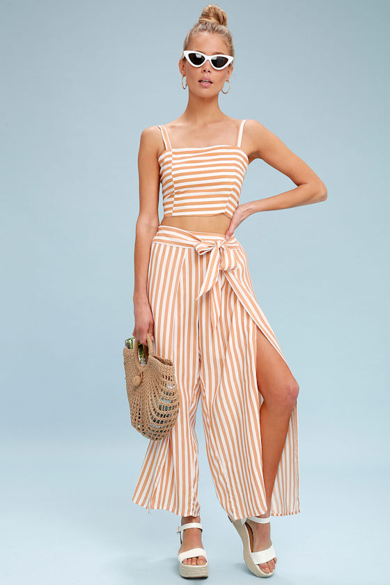 Summer Nude Striped Culottes 1
