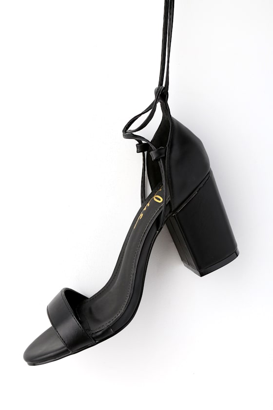 Kaira Black Lace-Up Heels 2