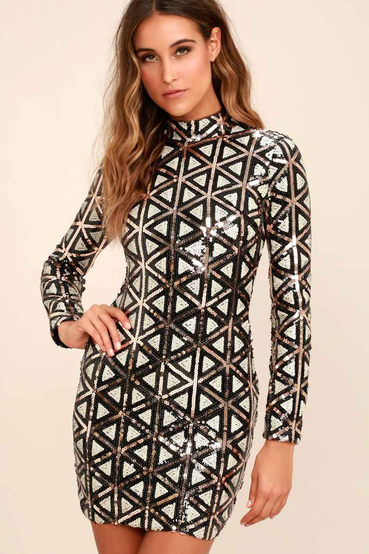 Sexy Rose Gold and White Dress - Sequin Dress - Bodycon Dress - $72.00 -  Lulus