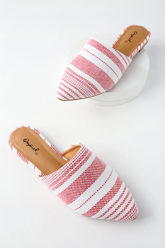 Gilby Red and White Striped Mules 1