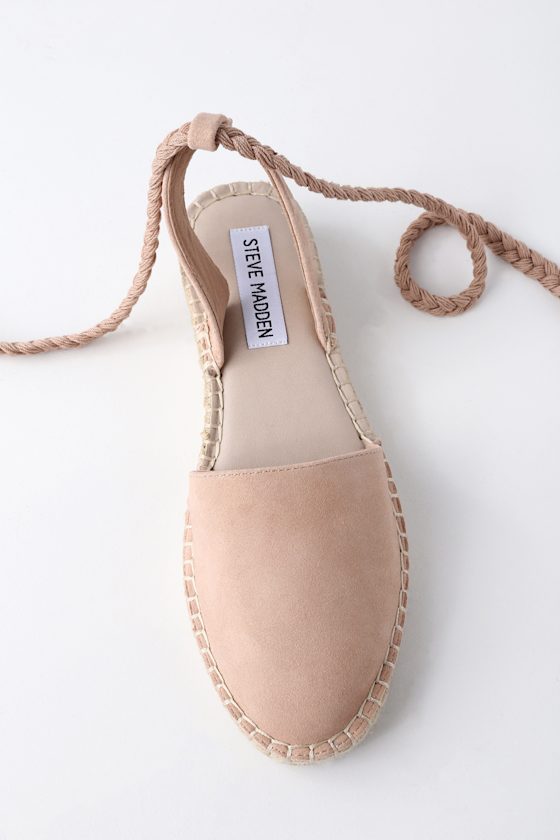 Mesa Nude Suede Lace-Up Espadrille Flats 1