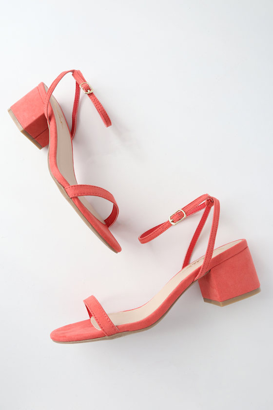 Julie Coral Rose Suede Ankle Strap Heels 2