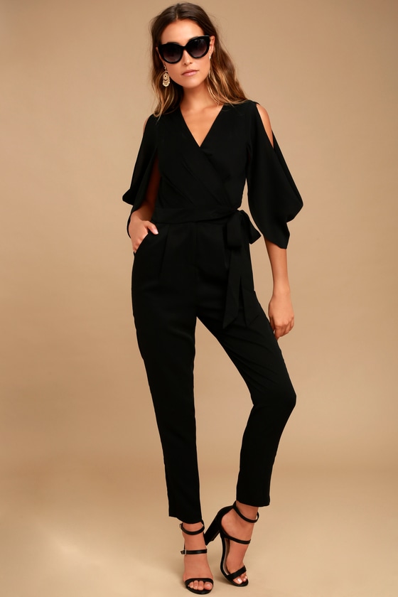 Sexy Black Jumpsuit - Cutout Jumpsuit - Cold-Shoulder Jumpsuit - Lulus