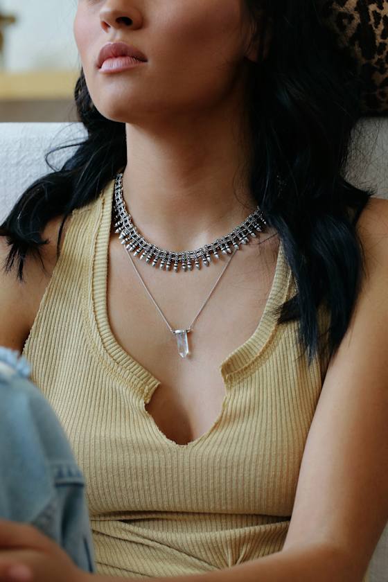 Sunizona Silver Layered Collar Necklace 1