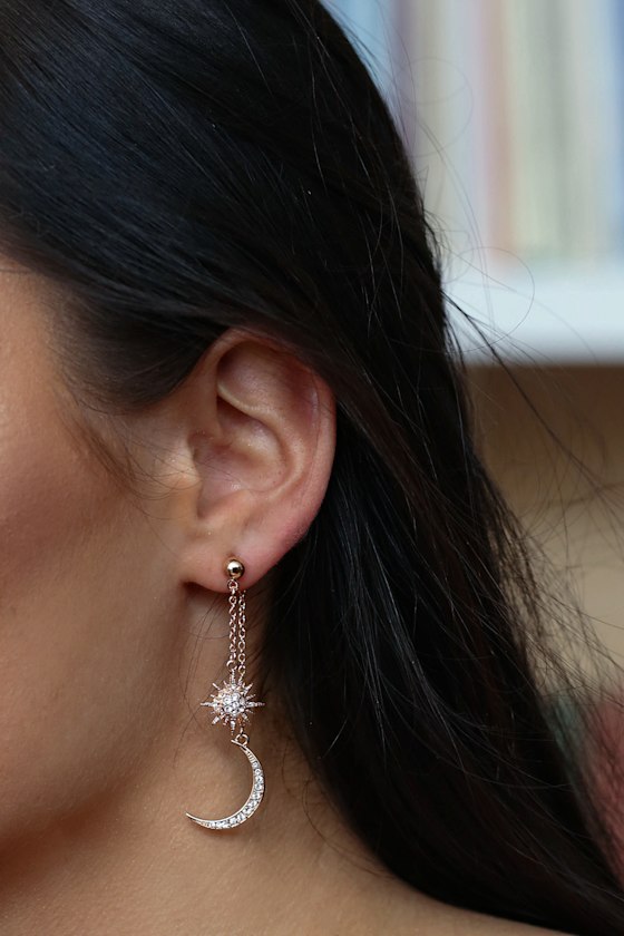 Chic Rose Gold Earrings Rose Gold Ear Jackets Lulus