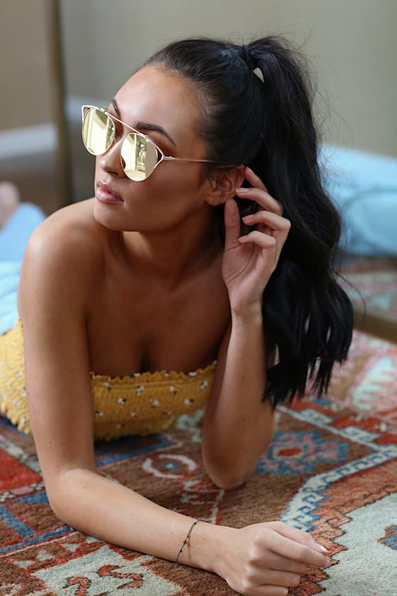 Mariette Rose Gold and Pink Mirrored Sunglasses 1
