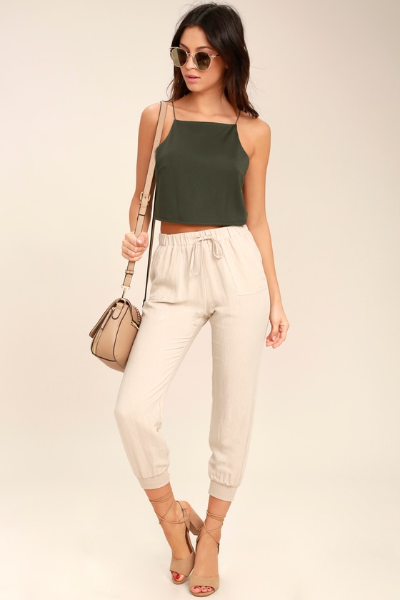 green crop top outfit