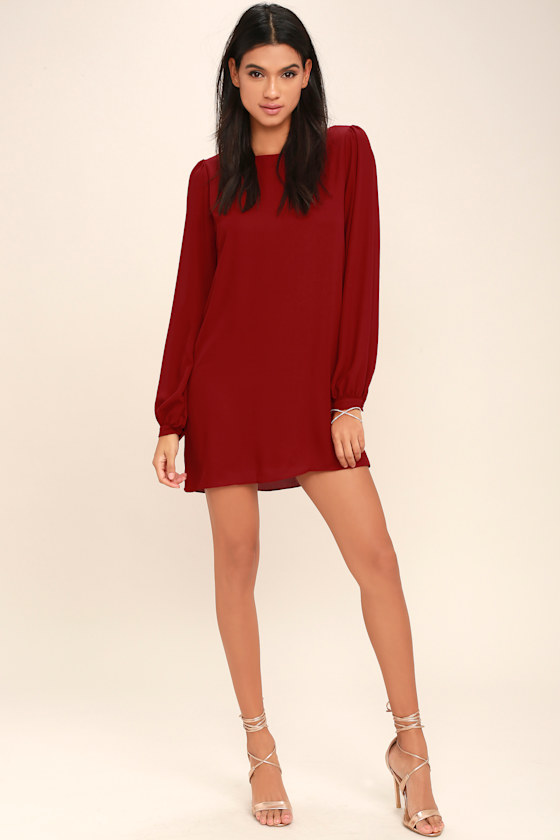 Status Update Wine Red Shift Dress 7