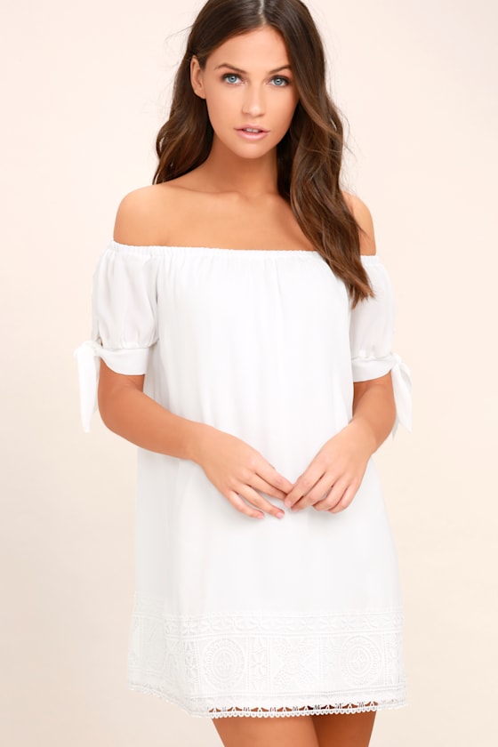 Moment In The Sun White Lace Off-the-Shoulder Dress 9