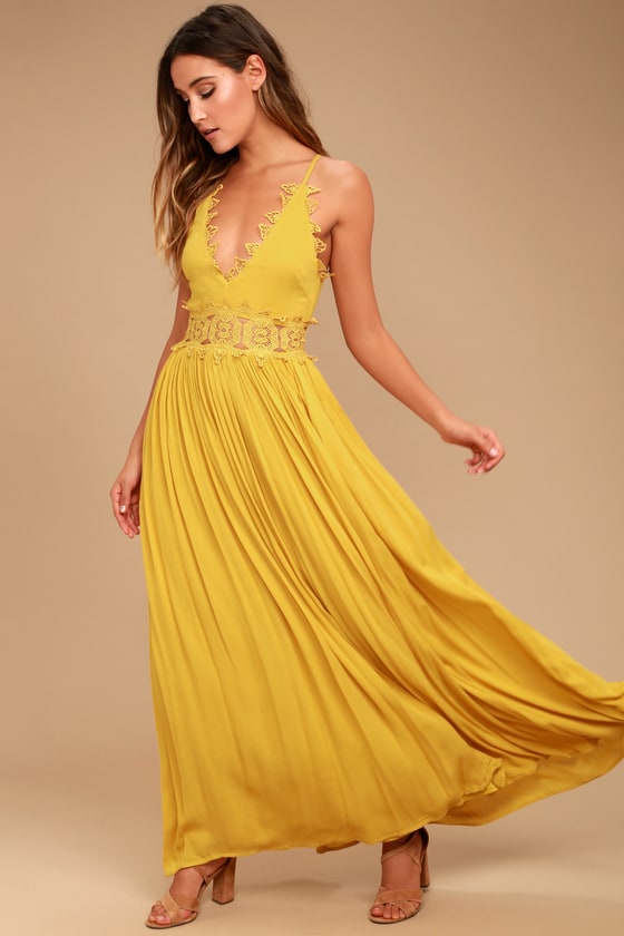 mustard lace dress