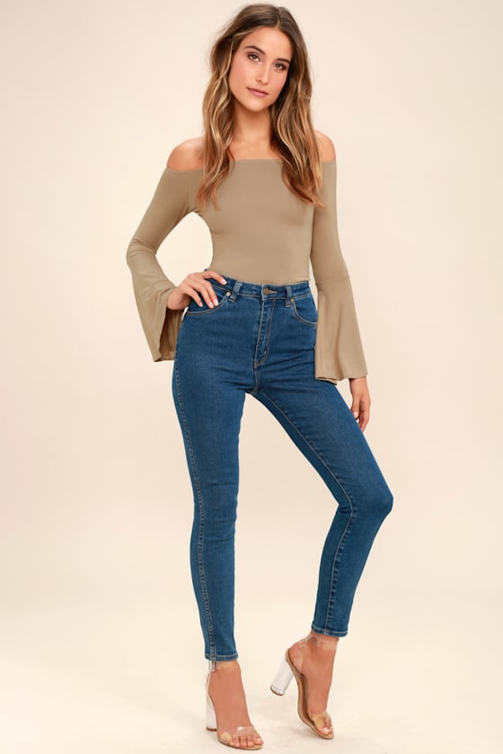 Flirt Factor Taupe Off-the-Shoulder Top 8