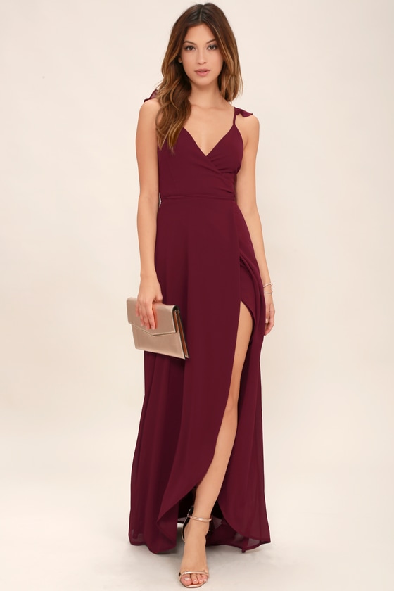 Wine Colored High Low Bridesmaid Dresses