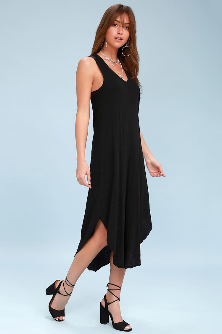 Z Supply Reverie Dress - Black Shift Dress - T-Shirt Dress - Lulus