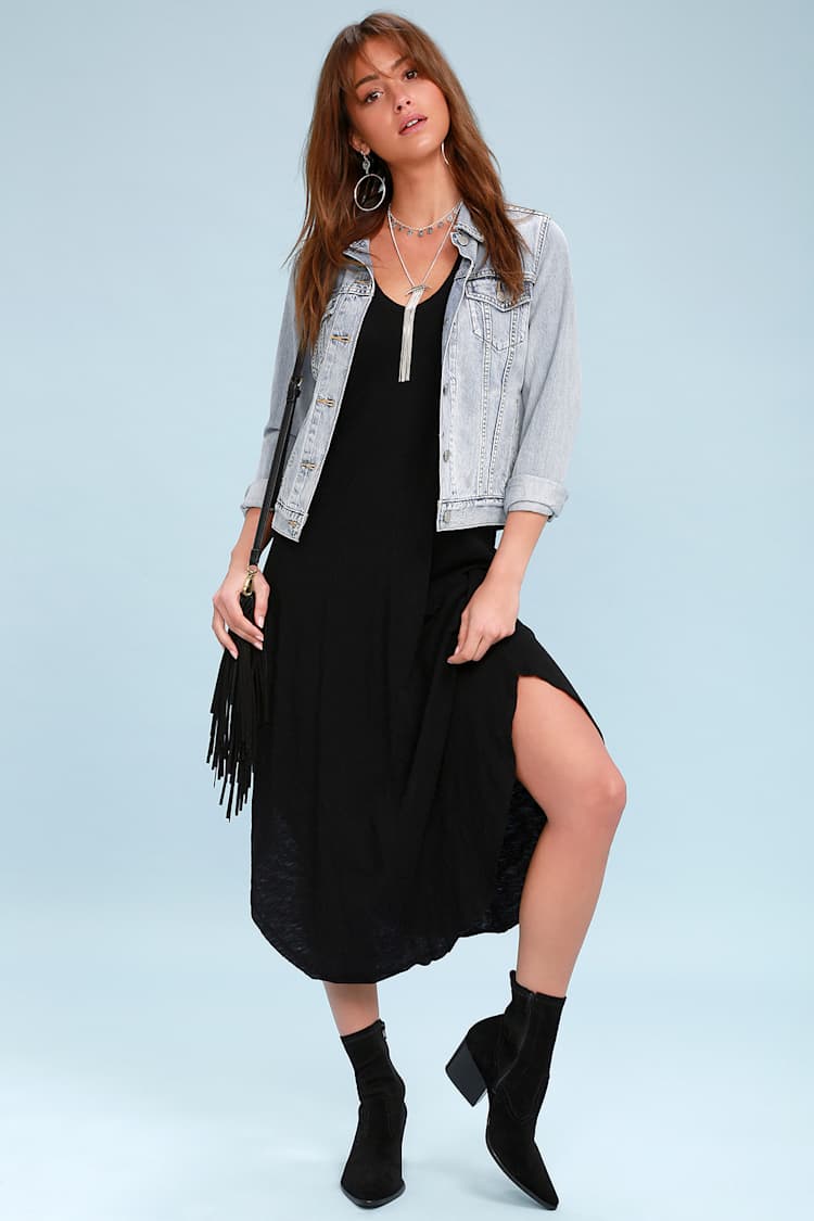 Z Supply Reverie Dress - Black Shift Dress - T-Shirt Dress - Lulus