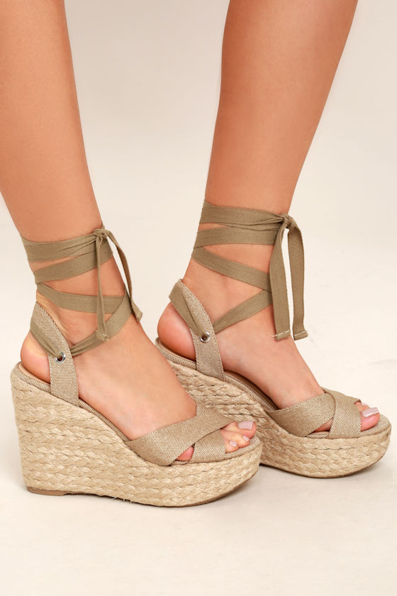 tan lace wedges
