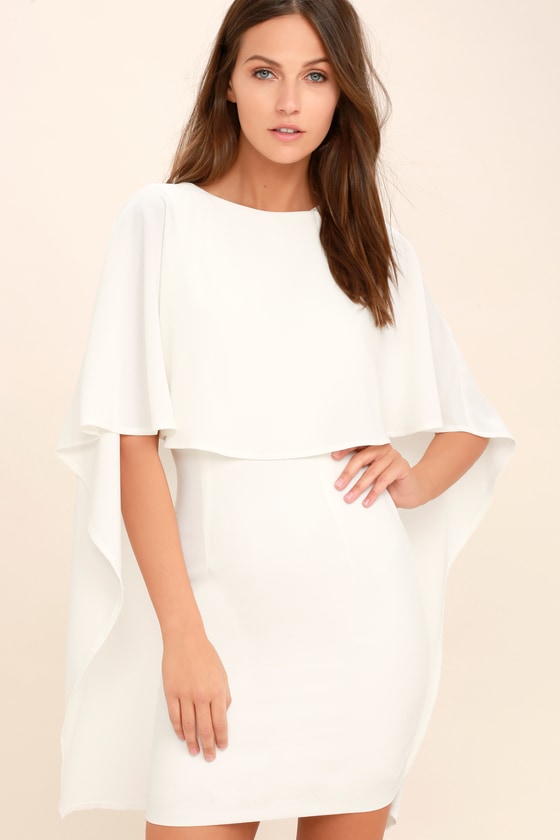 white dress with a cape