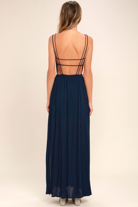 Navy Blue Dress - Strappy Dress - Maxi Dress - $54.00
