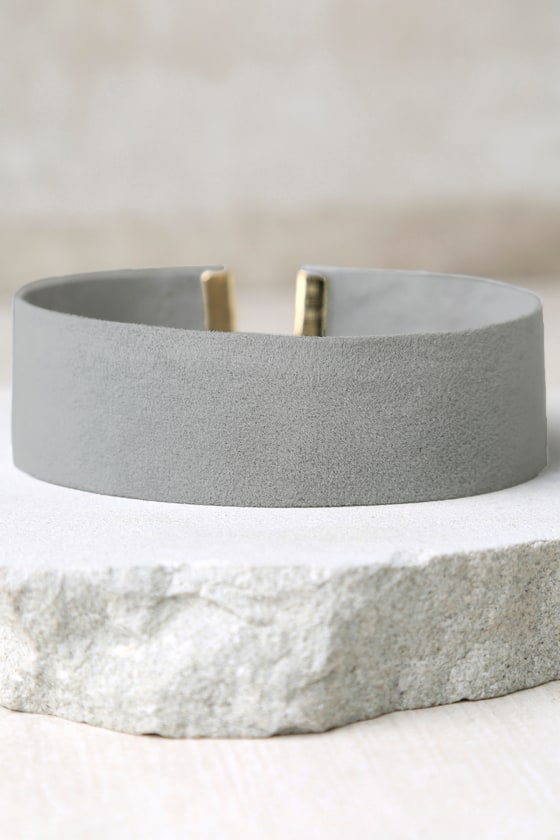 Finishing Touch Grey Suede Choker Necklace