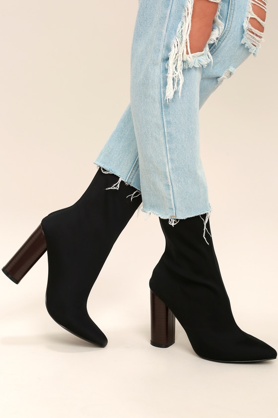 beige leather sock boots