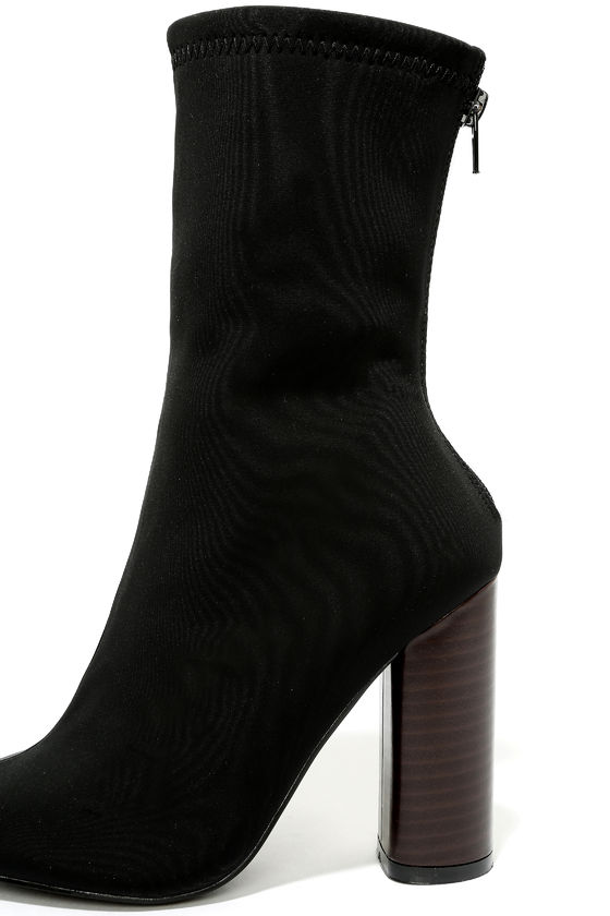 Araceli Black Knit Mid-Calf High Heel Booties 8