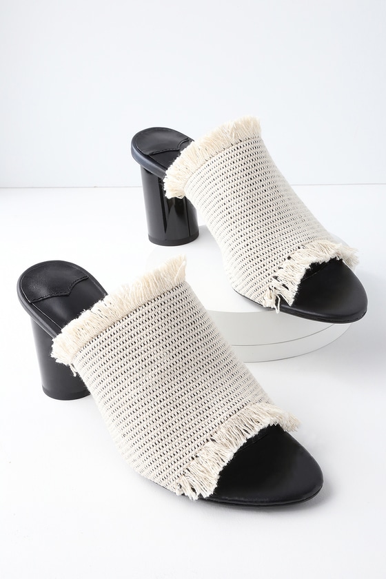 Ledningsevne mekanisme patologisk Tony Bianco Bacardi - Black and White Woven High Heel Mules - Lulus