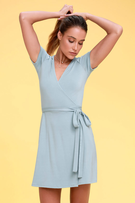 Belvedere Light Blue Wrap Dress 5
