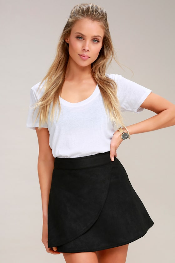 Wrap to It Black Suede Wrap Skirt 6