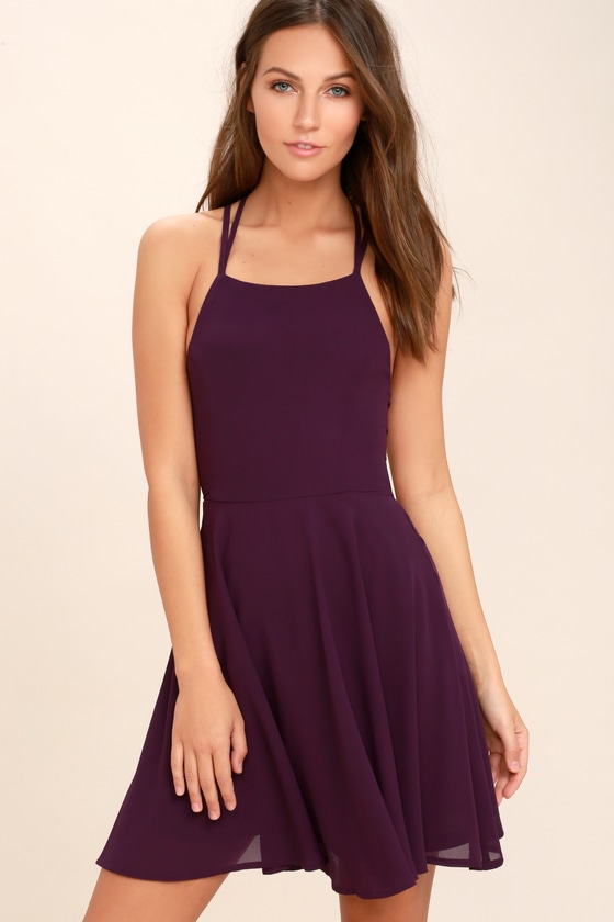 Good Deeds Plum Purple Lace-Up Dress