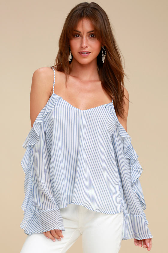Lipstick Striped Ruched Side Off Shoulder Top