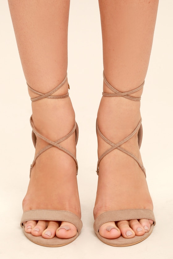 taupe lace up heels