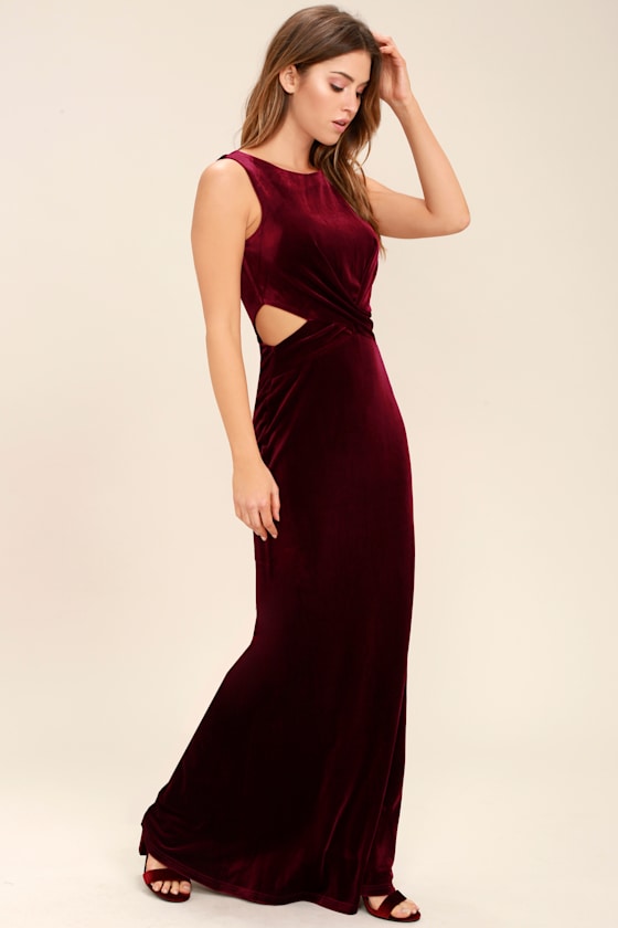 Reach Out Burgundy Velvet Maxi Dress 9