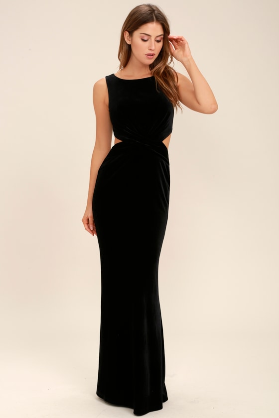 black velvet floor length dress