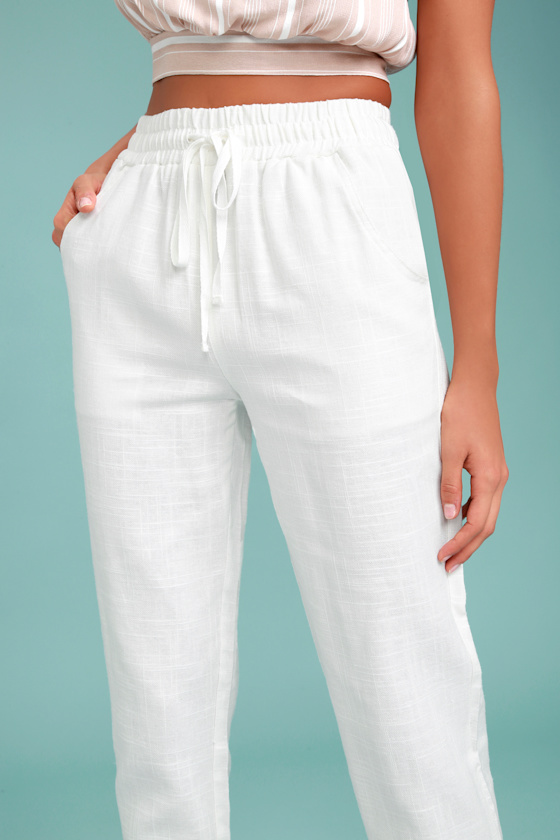 Breezy Ivory Pants Linen Pants HighWaisted Pants 48.00