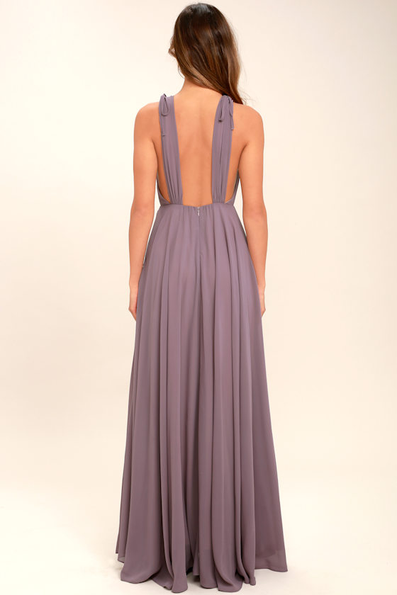 Lovely Dusty Purple Maxi Dress - Backless Maxi Dress - Pink Gown - $84.00