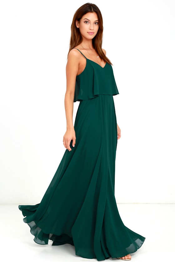 Stunning Forest Green Dress Maxi Dress Gown 78.00