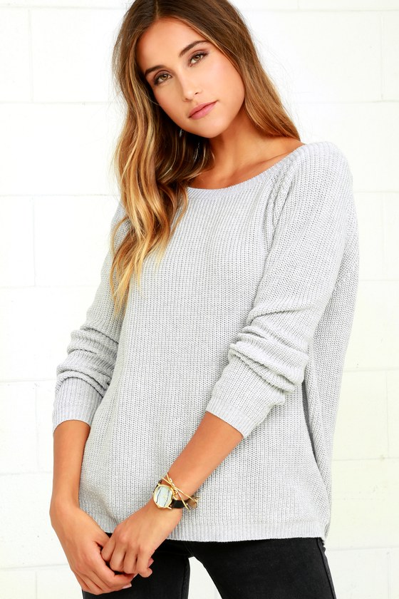 Just For You Light Grey Backless Sweater
