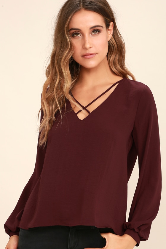 burgundy dressy top