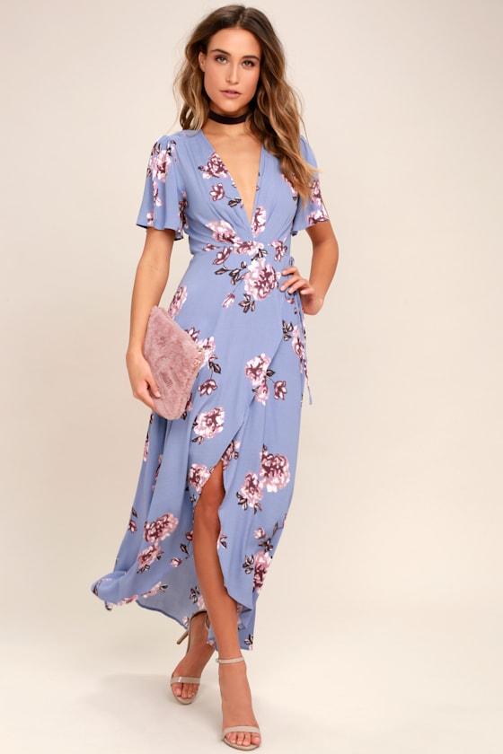 Selma Periwinkle Floral Print Wrap Dress 8