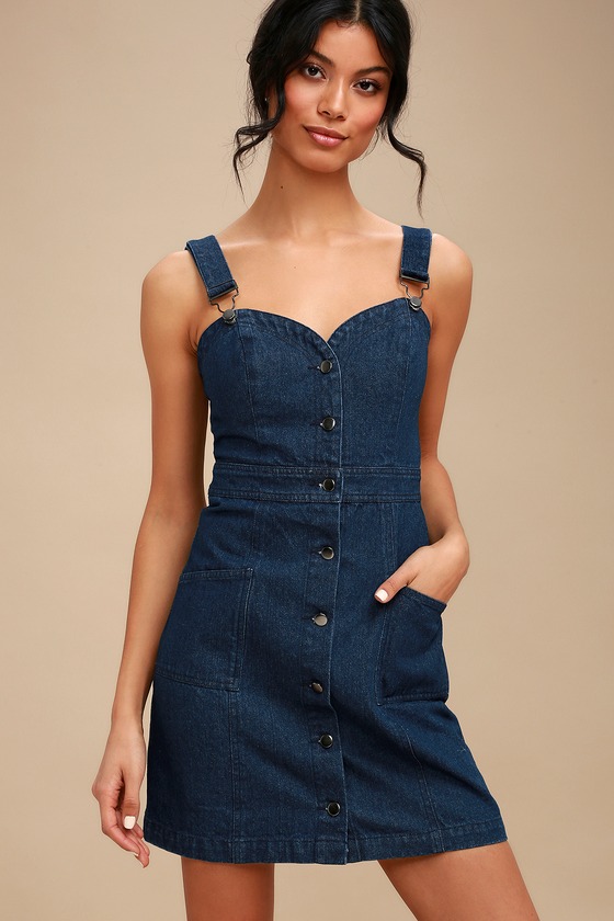 overall button down dress
