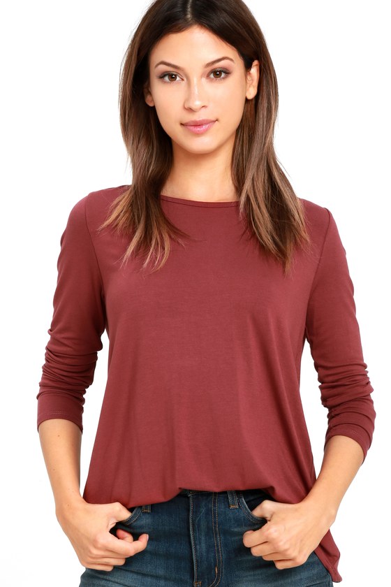 maroon long sleeve womens