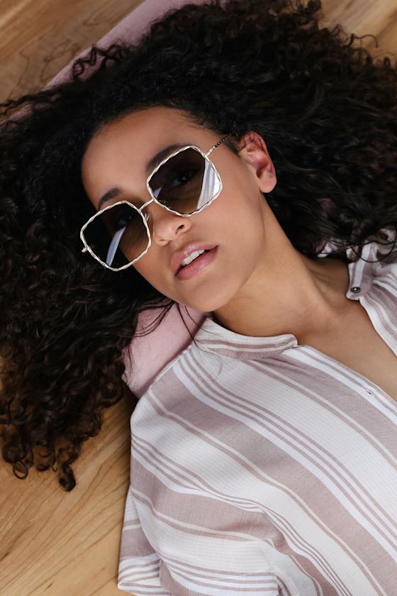 Hanna Gold and Green Square Sunglasses 1