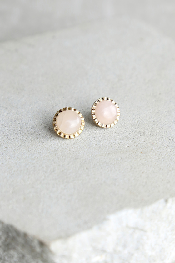 Pink Gold B Mini Earrings