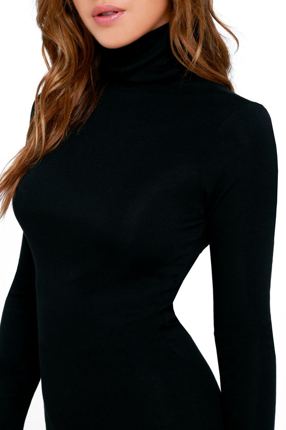 emery long sleeve bodycon in black mesh