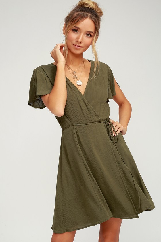 Harbor Point Olive Green Wrap Dress