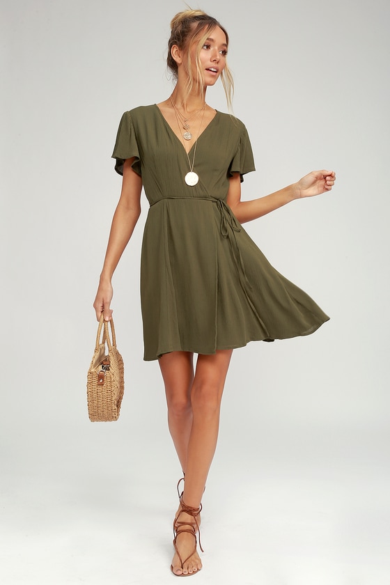 Olive Green Summer Maxi Dress, Floral Romantic Wrap Dress, Women Short  Sleeve Frill Wrap Dress, Casual / Evening Sage Green Holiday Sundress - Etsy