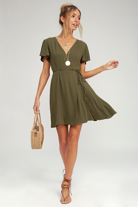 Harbor Point Olive Green Wrap Dress 2
