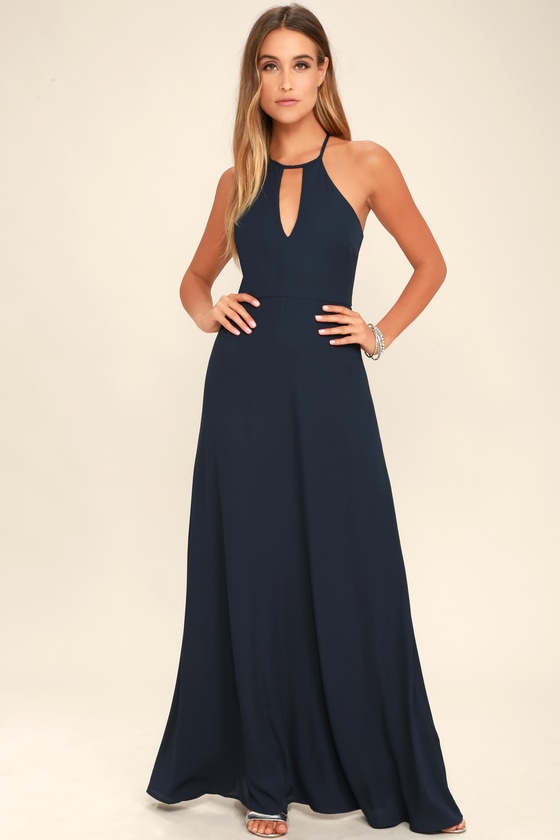 Lovely Navy Blue Dress - Maxi Dress - Gown - Formal Dress - Lulus